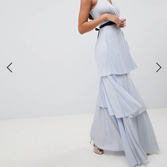 Brand New w/o Tag ASOS DESIGN tiered pleated maxi dress - Picture 2 of 4